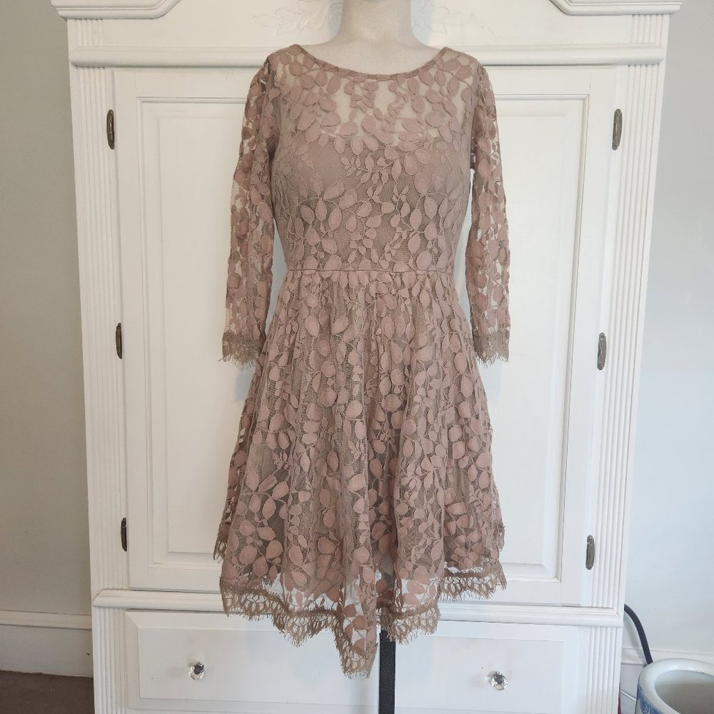 Free People Taupe  Lace Dress, Size 2